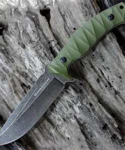 Boker Magnum Persian Fixed Blade - 4.72" 440A Bead Blasted Plain Drop Point Blade Green Grooved G-10 Handle 02LG115