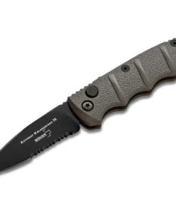 Boker Plus KALS Mini - 2.52" D2 Black Partially Serrated Drop Point Blade Gray Aluminum Handle 01KALS96