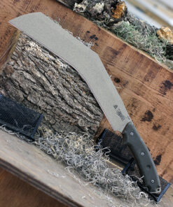 TOPS Knives The Bestia TBST-01, 13" 1095 Tactical Stone Kukuri - Like Chopper,  Tan & Green Canvas Micarta Handle, 2020 Shot Show