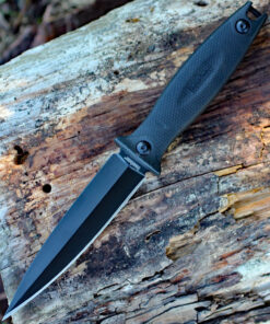 Kershaw Secret Agent Fixed Blade - 4.4" 8Cr13MoV Black-Oxide Dagger Blade GFN Rubber Overmold Handle with Sheath 4007