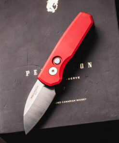 Pro-Tech Runt 5 - 1.9" CPM MagnaCut Satin Plain Edge Wharncliffe Blade, Red Aluminum Handle - R5300-LTD