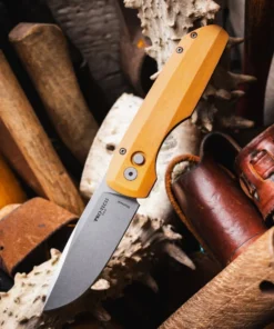 Pro-Tech Vero Synapse - 3.50" CPM MagnaCut Stonewash Drop Point Blade, Natural Linen Micarta / Black Aluminum Handle - VERO1211