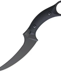 Bastinelli Creations Mako Fixed Blade BAS206B, 4.624" N690Co Black PVD Coated Blade, Black Milled G-10 Handle, Kydex Sheath