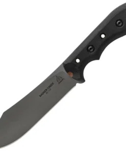 TOPS Badger Creek Bowie - 6.00" Böhler N690Co Stonewash Clip Point Blade, Contoured Black Canvas Micarta Handle, Black Kydex Sheath - TPBRCK01
