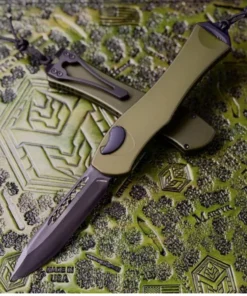 Heretic Auto Hydra V4 - 3.63" CPM MagnaCut DLC Drop Point Blade, Green Handle - H407-6A-GRN