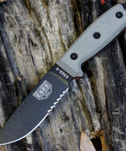ESEE-4 - 4.50" 1095 Black Part Serrated Drop Point Blade, Gray Micarta Handle (Knife Only) - ESEE-4S-KO
