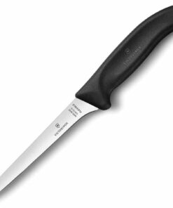 Victorinox 6" Fibrox Pro Boning Knife - 6.00" High Carbon Stainless Satin Plain Edge Blade, Black Fibrox Handle - VN6841315