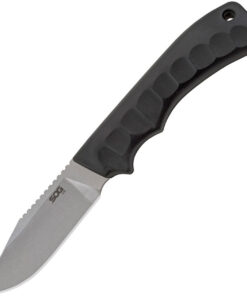 SOG ACE1001CP Ace Fixed Blade, 3.8" 7Cr17MoV Stonewash Clip Point Plain Blade, Black TPR Handle
