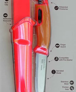 Mora Companion Spark Emergency  (S) - Red, Orange  Poly w Fire Starter (4" 12C27 SS) M-14478