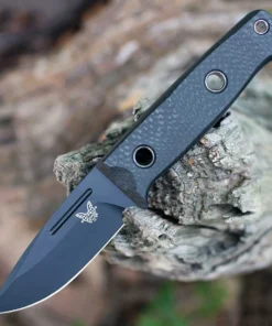 Benchmade Mini Bushcrafter - 3.38" CruWear Black Drop Point Plain Carbon Fiber 165BK, Discontinued