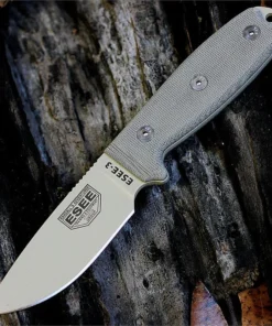 ESEE-3 - 3.88" 1095 Desert Tan Plain Edge Drop Point Blade, Tan Micarta Handle, Modified Pommel - ESEE-3PM-MB-DT