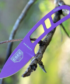 Candiru - 2.00" 1095 Purple Plain Edge Drop Point Blade, Purple Skeletonized Handle - ESEE-CAN-PURP-E