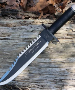 Rambo 9295 First Blood Part II Signature Edition, 10" 420 Plain Blade, Black Nylon Cord-wrapped Handle