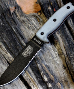 ESEE-6 - 6.50" 1095 Black Part Serrated Drop Point Blade, Gray Micarta Handle - ESEE-6S-OD