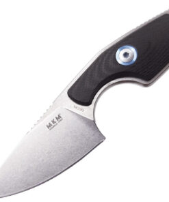 MKM - Maniago Knife Makers Mikro 1 Fixed Blade R01-GBK, 2" Bohler M390 Stonewashed Plain Blade, Black G-10 Handle