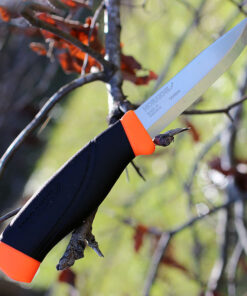 Mora Companion Heavy Duty, 4" Carbon Steel Plain Blade, Black/Orange Rubber Handle