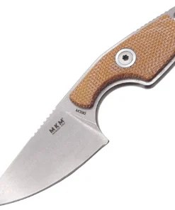 MKM - Maniago Knife Makers Mikro 1 Fixed Blade R01-NC, 2" Bohler M390 Stonewashed Plain Blade, Tan Micarta Handle