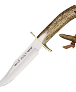 Muela Gredos Hunting Knife - 6.25" Stainless Steel Satin Clip Point Plain Blade Stag Handle MUE92044