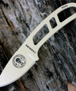 Candiru Survival Kit - 2.00" 1095 Desert Tan Plain Edge Drop Point Blade, Desert Tan Skeletonized Handle - ESEE-CAN-DT-KIT