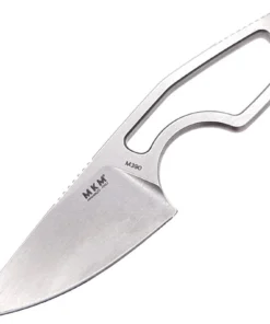 MKM - Maniago Knife Makers Mikro 1 Fixed Blade R01-N, 2" Bohler M390 Stonewashed Plain Blade, Gray Stainless Steel Handle