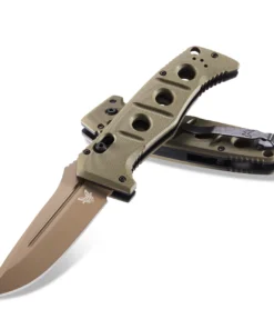 Benchmade Auto Adamas OD Green G10 - 3.8" CPM MagnaCut Flat Dark Earth Cerakote Plain Blade, OD Green G10 Handle - 2750FE-04