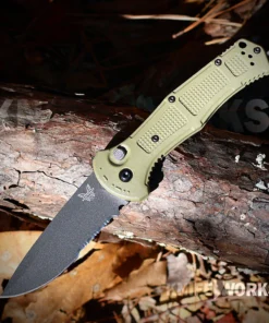 Benchmade Claymore Auto Ranger Green - 3.60" CPM-D2 Black Cerakote Serrated Blade, Ranger Green Grivory Handle - 9070SBK-03
