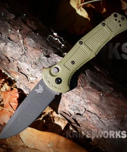 Benchmade Claymore Auto Ranger Green - 3.60" CPM-D2 Black Cerakote Plain Blade, Ranger Green Grivory Handle - 9070BK-03