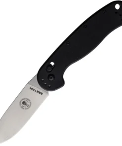 BRK Avispa Auto - 3.5" Sandvik 14C28N Stonewashed Plain Edge Drop Point Blade, Black G-10 Handle, Crossbar Lock - BRK1304