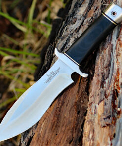 Hibben Alaskan Boot Knife GH5055, 5" 7Cr13 SS Satin Blade, Black Linen Micarta Handle