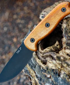 Ontario Knife Co. TAK 2 8664, 4.3" 1075 Black Plain Blade, Tan Wood Handle
