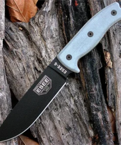 ESEE-6 - 6.50" 1095 Black Plain Edge Drop Point Blade, Gray Micarta Handle - ESEE-6P-OD