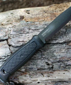 MoraKniv Garberg, 4.25" Carbon Steel Black Plain Blade, Black Leather Sheath