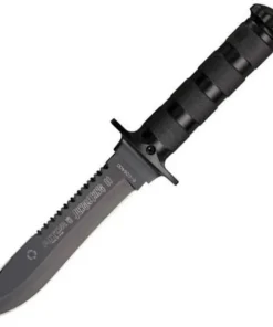 Aitor 16013 Jungle King II & Survival Kit, 5.5" SS Plain Blade, Black SS Handle, OD Green Nylon Sheath