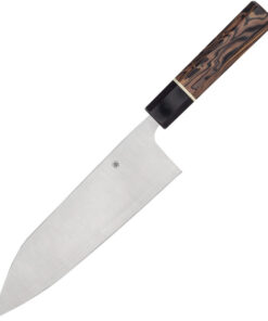 Spyderco Itamae Bunka Bocho - 7.7" Aogami Super Blue/SUS410 Satin Plain Blade Burl G-10 K18GPBNBK