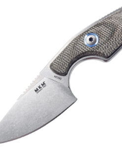 MKM - Maniago Knife Maker Mikro 1 MR01-GC, 1.97" M390 Stonewashed Fixed Blade, Green Canvas Micarta Handle