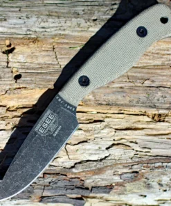 Camp-Lore JG3 - 3.50" 1095 Tumbled Black Plain Edge Drop Point Blade, Tan Micarta Handle - ESEE-JG3-BO