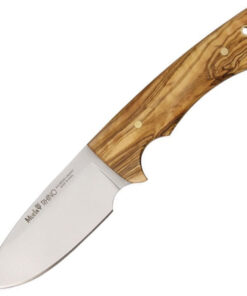 Muela Rhino Fixed Blade - 4.00" Stainless Steel Satin Drop Point Plain Blade Full-Tang Olive Wood Handle MUE91641