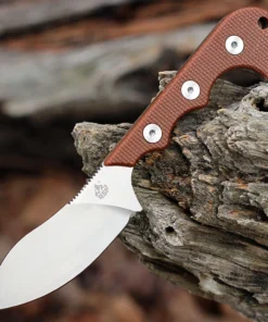 QSP Neckmuk - 2.875" D2, Brown Micarta Fixed Blade QS125E