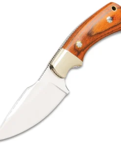 Hibben Diamondback Fixed Blade Full Tang GH5100, 3.63" 7Cr17 Steel Plain Blade, Pakkawood Handle, Leather Sheath
