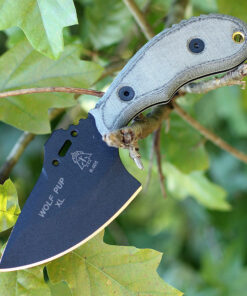 Tops Wolf Pup XL TPWP011. 7 1/2 in., Black Traction Coating, Black Micarta