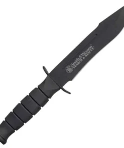 S&W Search & RescueMarine Combat., 10 3/8" overall, Black Powder Coated 440C, w/ Black Cordura Belt Sheath