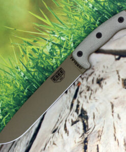 Junglas - 10.38" 1095 Dark Earth Plain Edge Drop Point Blade, Tan Micarta Handle - JUNGLAS-DE-E