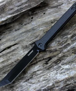 Kershaw Dune Neck Knife - 3.8" 3Cr13 Black-Oxide Tanto Fixed Blade Black GFN Handle Full Tang 4008