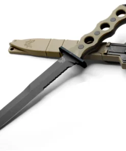 Benchmade SOCP Fixed Blade - 7.11" 3V Black Dagger Combo Tan G-10 185SBK-1