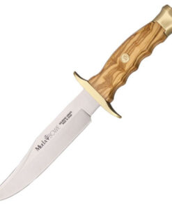 Muela Bowie - 6.13" Stainless Steel Satin Clip Point Plain Blade Olive Wood Handle MUE90862