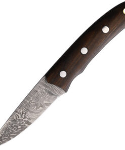 BenJahmin Knives DP Fixed Blade BKA003, Damascus Steel Blade, Brown Walnut Handle w/ Lanyard Hole