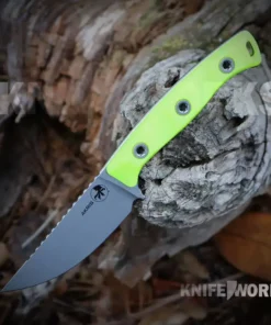 Microtech Akris Stonewash High Visibility G-10 - 3.7" M390MK Stonewash Blade, High Visibility G-10 Handle - 95-10HV-5