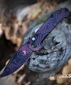 Microtech LUDT Gen III Automatic Knife - 3.42" M390MK Topographic Black/Pink Camo Plain Blade, Smooth Pink/Black Topographic Handle - 1135S-1-TPBKPKCS