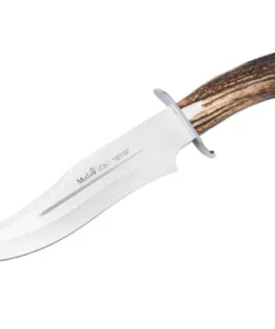 Muela Lobo - 9.06" MoVa Stainless Satin Plain Edge Blade, Stag Horn Handle with Stainless Guard & Pommel - 02MU045