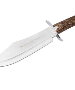 Muela Rhino - 9.72" X50CrMoV15 Stainless Satin Plain Edge Blade, Stag Horn Handle with Stainless Steel Guard - 02MU220